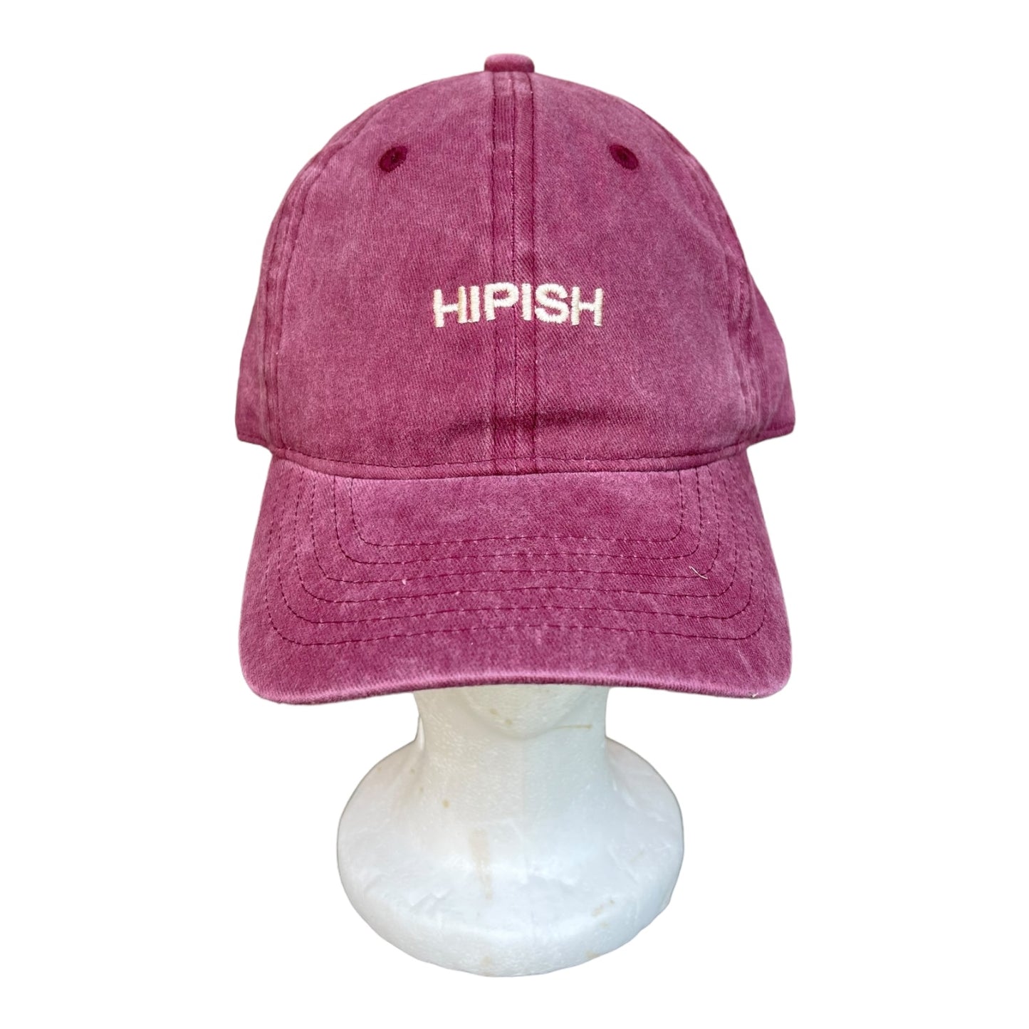 ‘HIPISH’ Cap in Washed Red Bugandy on Recycled Cotton - One Size