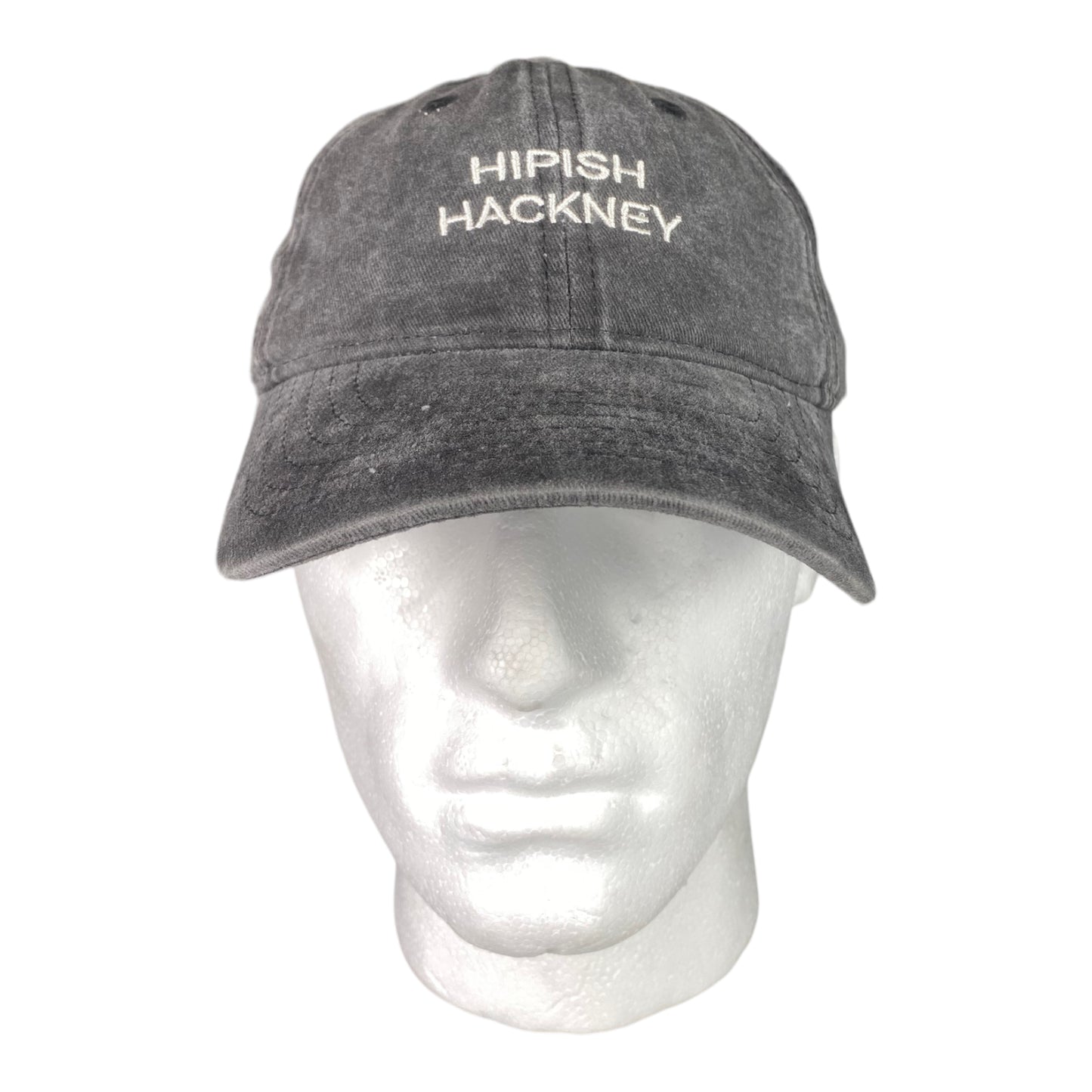 ‘Hipish Hackney’ Recycled Cotton Cap in Washed Charcoal Black - One Size