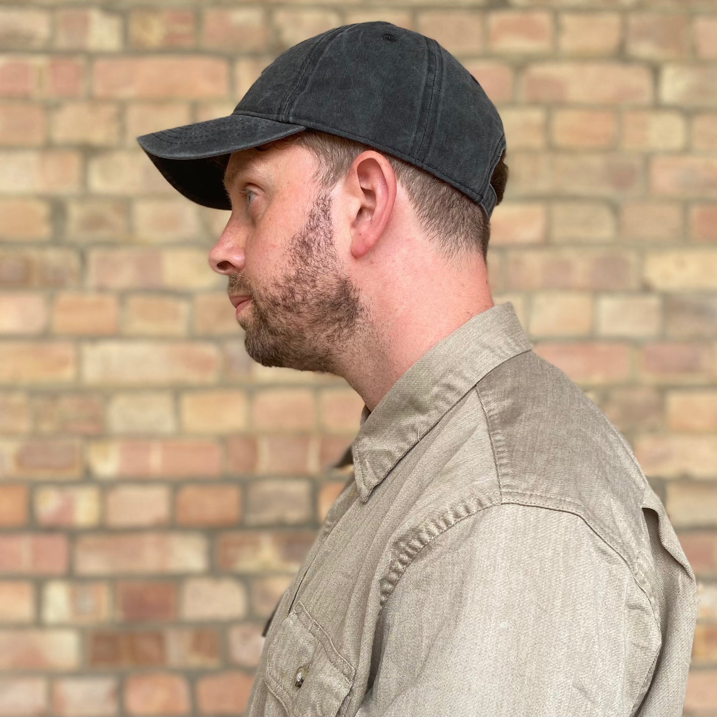 ‘Hipish Hackney’ Recycled Cotton Cap in Washed Charcoal Black - One Size