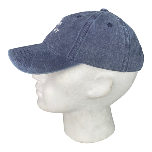 ‘Hipish Hackney’ Recycled Cotton Cap in Washed Navy - One Size Fits All