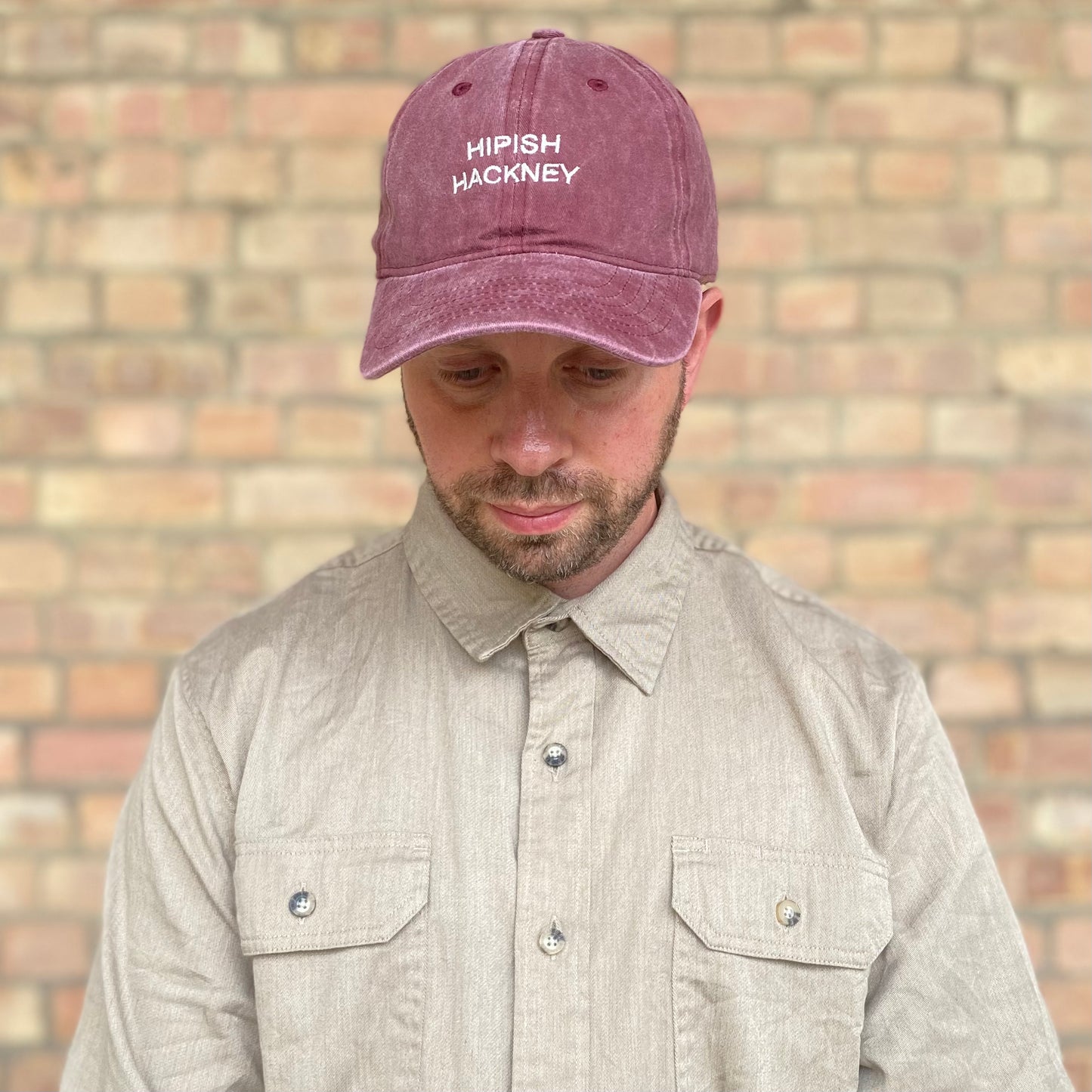 ‘Hipish Hackney’ Recycled Cotton Cap in Washed Burgundy - One Size Fits All