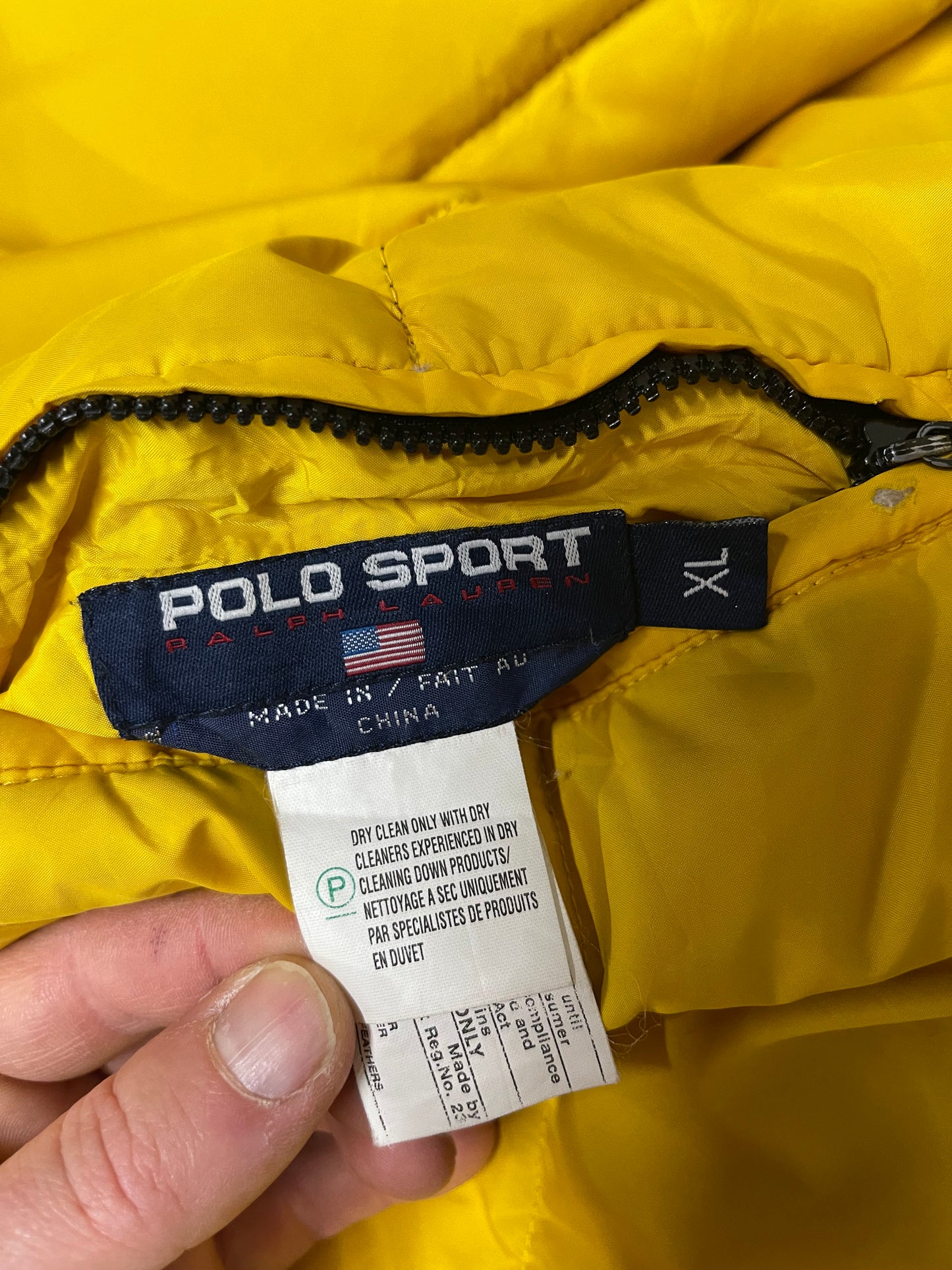 Ralph Lauren Polo Sport Reversible Yellow & Navy Puffer Jacket - XL